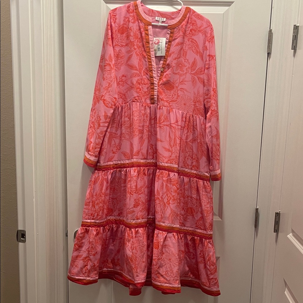 TCEC Pink and Red Floral Kids Dress